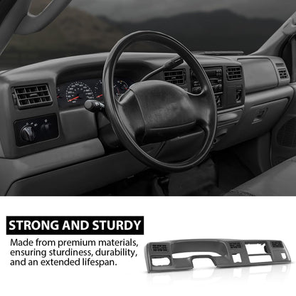 G-PLUS Dash Board Bezel Radio Cluster Trim Panel W/Hole, Compatible with Ford F250 F350 Super Duty 1999-2004 4x4 Switch, Dark Gray