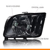 G-PLUS Headlights Compatible with Ford Mustang 2005-2009 Factory Halogen Headlamps Pair Smoky Lens Chrome Housing Amber Reflector,faros delanteros