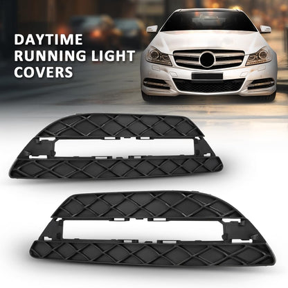 G-PLUS Pair Fog Light Cover Daytime Running Light Cover, Compatible with Benz C250 C350 2012-2015/C300 2012-2014, LH Driver & RH Right 2PCS, 2048803224, 2048803324