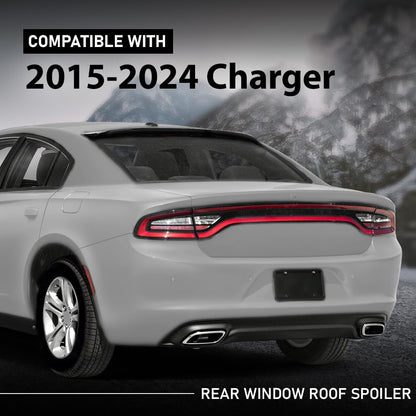 G-PLUS Rear Window Roof Spoiler Compatible with Dodge Charger All Models 2015-2024 Duckbill Style Gloss Black