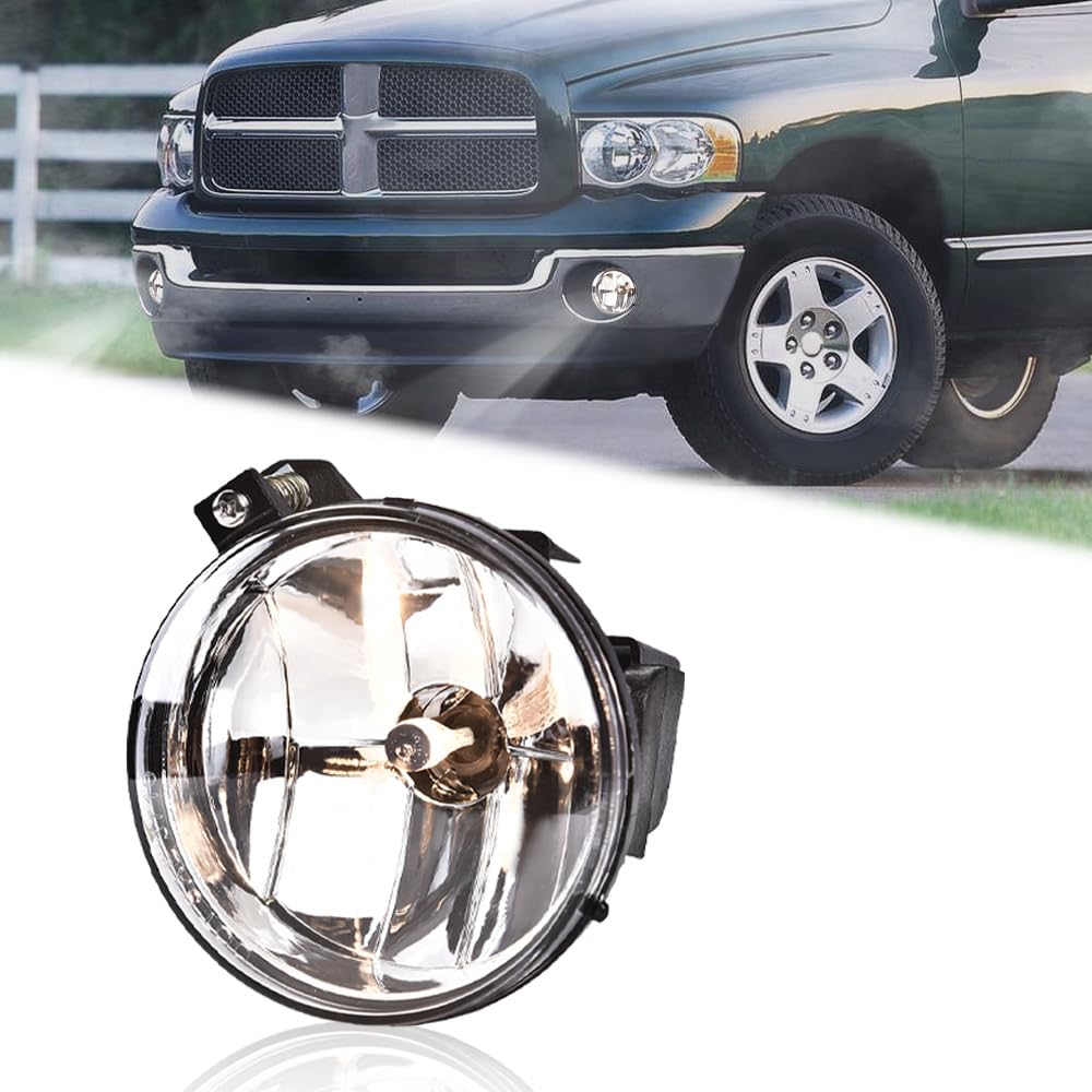 G-PLUS Left Fog Lights Compatible with Dakota Pickup Truck SUV 2001-2004/ Dodge Durango 2001-2003 Front Bumper Fog Light Lamps w/Bulbs (Clear Lens) 55077320AD, CH2592113, 9587988