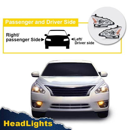 G-PLUS Headlights Compatible With 2013 2014 2015 Nissan Altima 4-Door Sedan Factory Style Automotive Halogen Model Headlamps (Clear Lens Chrome Housing Amber Reflector),faros delanteros