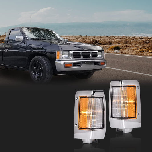 G-PLUS Parking Corner Side Marker Signal Light Lamp Pair Set Compatible with 1990-1997 D21 Pickup White Nissan B611088G00 B611588G00 NI2550107 NI2551107