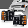 G-PLUS LED Tube Dual Projector Headlights Assembly, Fit Chevy Silverado 2500 3500 & HD 2007-2014/Fit Chevy Silverado 2007-2013,Headlamps Clear Lens Black Housing Amber Reflector,faros delanteros