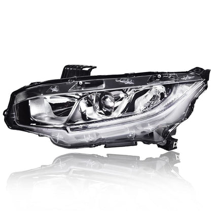 G-PLUS Headlights Assembly, Compatible with 2016 2017 2018 2019 2020 2021 Honda Civic Left bumper Headlamp, Clear lens Chrome Housing Clear Reflector