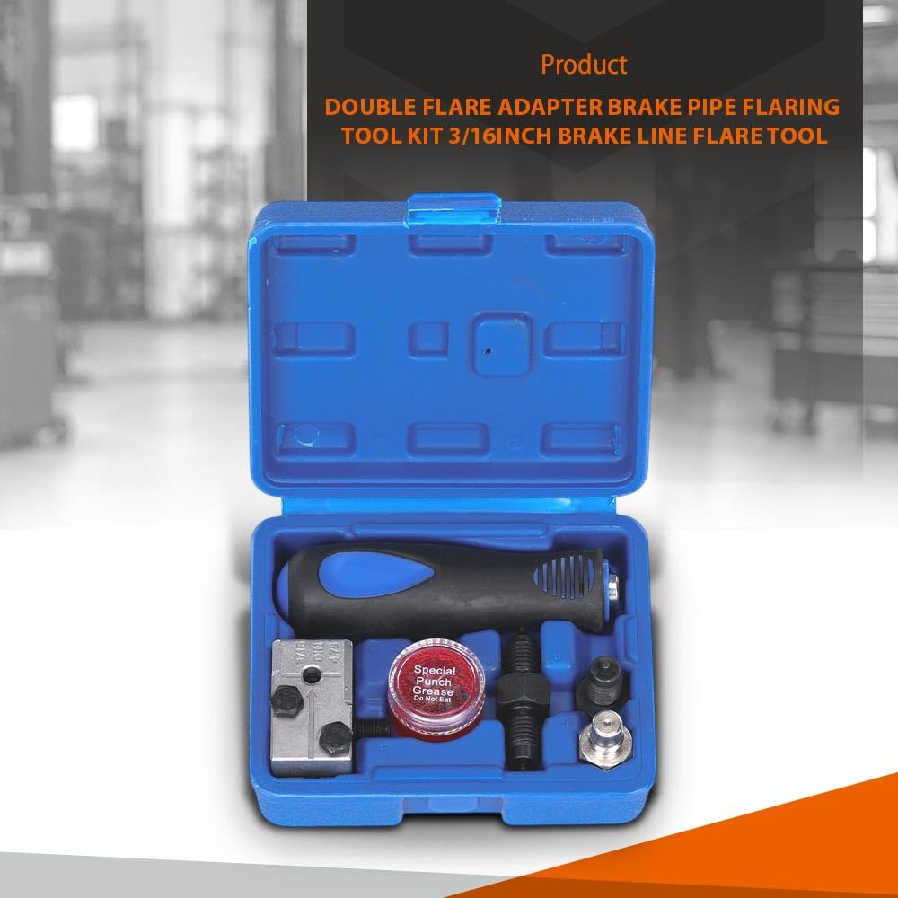 G-PLUS Double Flare Adapter Brake Pipe Flaring Tool Kit 3/16 Inch Brake Line Flare Tool Automotive Repair Set Black