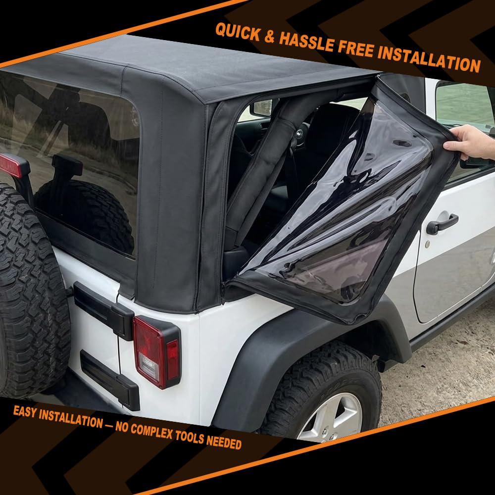 G-PLUS Soft Top w/o Tinted Window Compatible with Jeep Wrangler JK Unlimited 4 Door 2007-2009 9080235, 9085235 4PCS Black