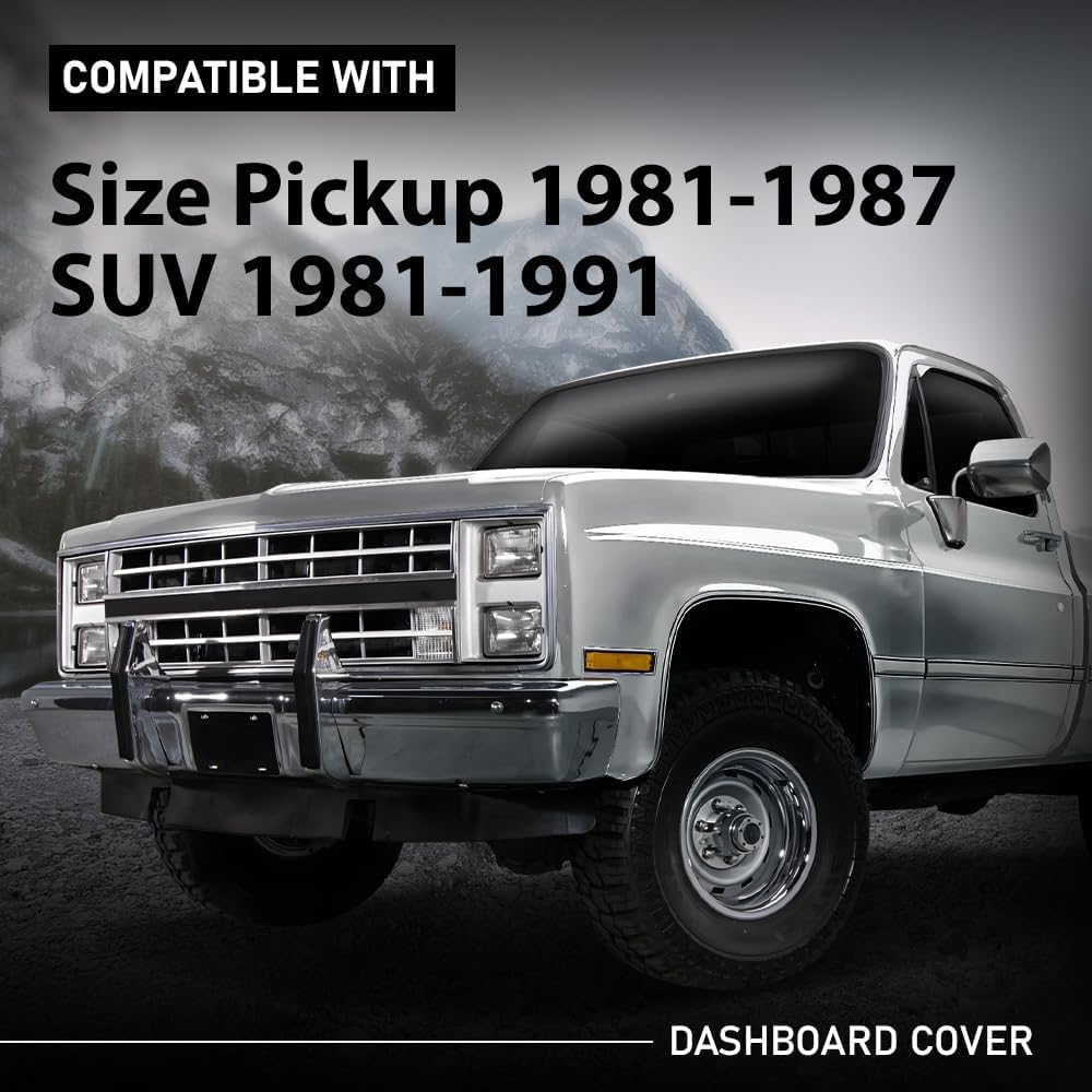 G-PLUS TPE Dashboard Dash Cover w/Adhesive, Compatible with Chevy GMC Full Size Pickup 1981-1987, Fit Chevy GMC SUV 1981-1991, Dash Board Overlay, 18601NTL