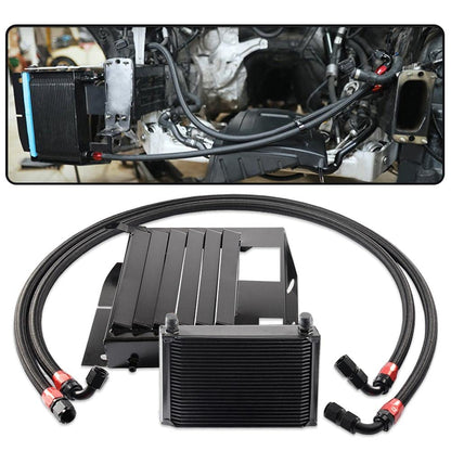 G-PLUS Engine Transmission Oil Cooler Kit Upgrade 25 Row Aluminum Compatible With BMW 3 SERIES 335I E90 E92 N54 Black