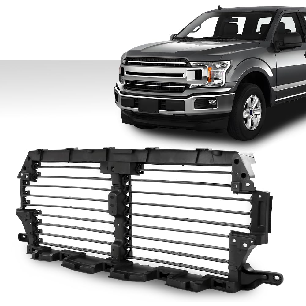 G-PLUS Upper Radiator Grille Air Shutter Control Assembly Black w/o Actuator Motor Controller Compatible with Ford F150 2018-2020 Pickup Truck/NOT fit Ford Raptor Truck JL3Z8475D
