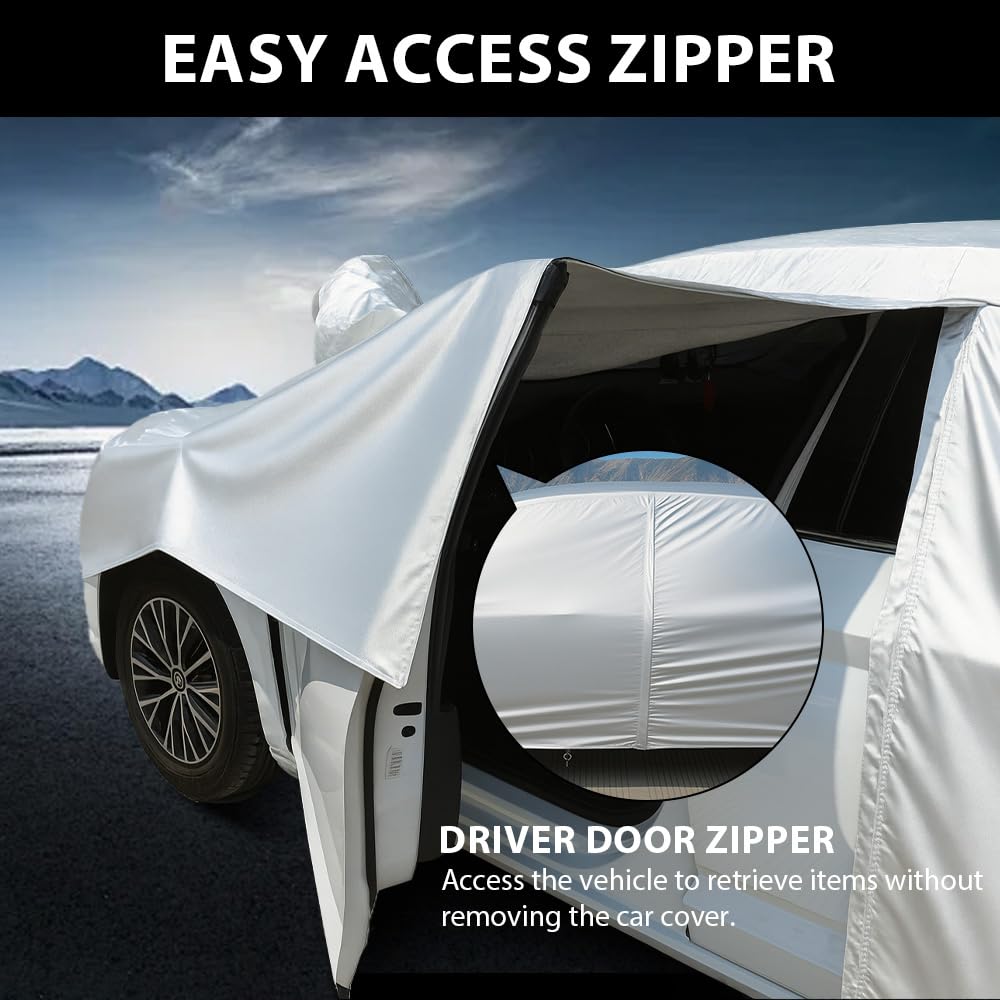 Heavy-Duty Car Cover Waterproof All Weather for Universal Sedan, Outdoor Rain Sun Snow UV Protection, Indoor Dust and Scratch Resistant 3L+ (189 * 71 * 59 inch)