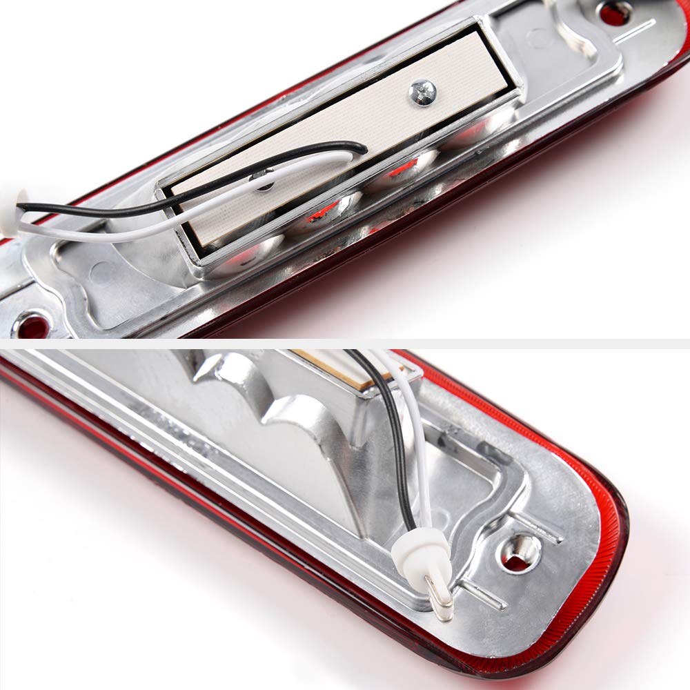 G-PLUS LED Third 3rd Brake Cargo Light Compatible With 1997 1998 1999 2000 2001 Cherokee, Rear Roof Center High Mount Stop Tail Light Replacement (Chrome Housing Red Lens)