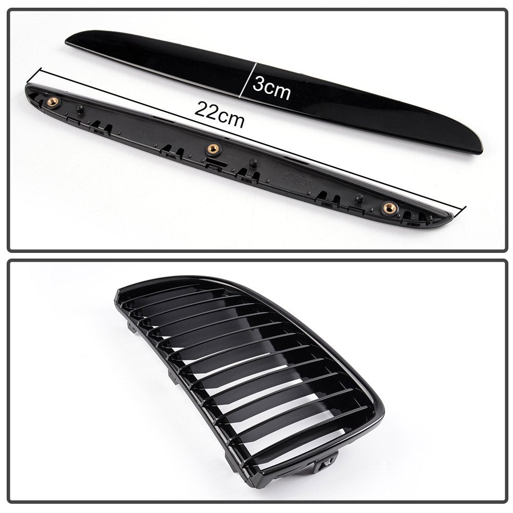 4PCS Set Front Bumper Kidney Sports Grille Hood Grills Replacement For BMW E90 E91 323i 328i 335i 330i 325i 3-Series Sedan Wagon 2005-2008 Gloss Black