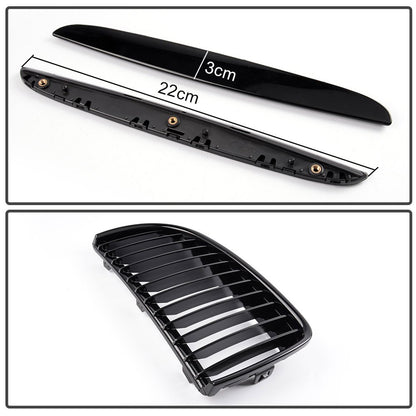 4PCS Set Front Bumper Kidney Sports Grille Hood Grills Replacement For BMW E90 E91 323i 328i 335i 330i 325i 3-Series Sedan Wagon 2005-2008 Gloss Black