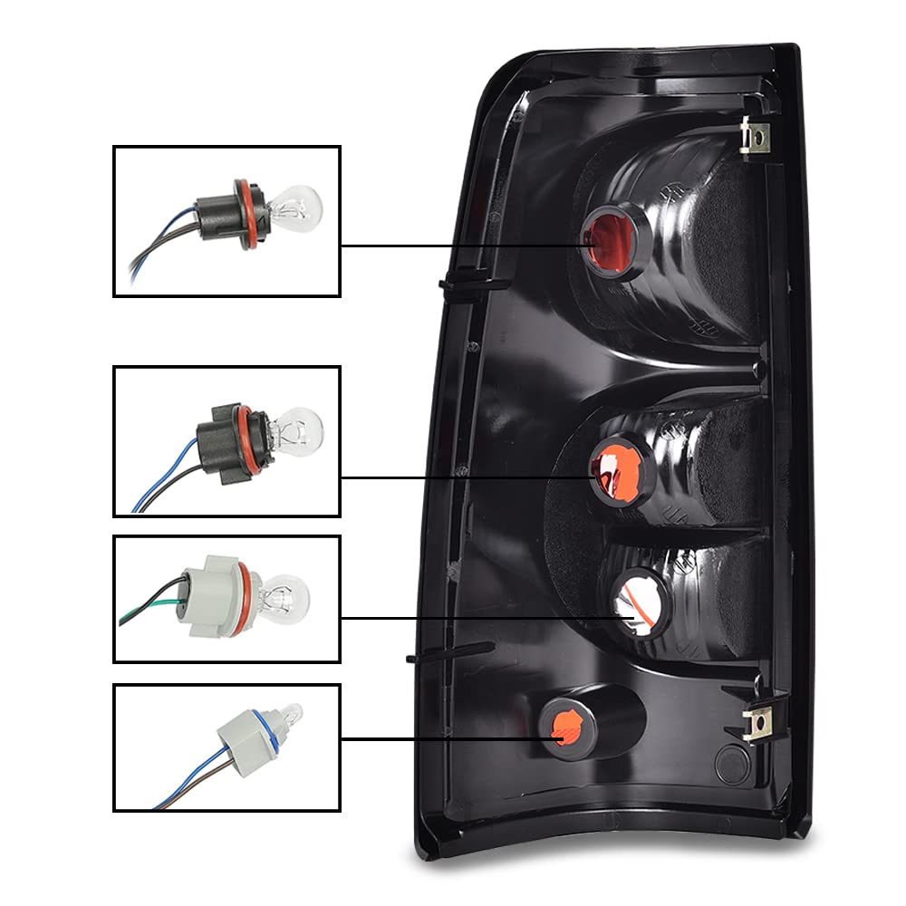 G-PLUS Rear Tail Lights Assembly w/Wiring Harness Replacement Compatible with 2003-2006 Chevy Silverado 1500 2500 3500 Luces Traseras Rear Brake Lamps Assembly