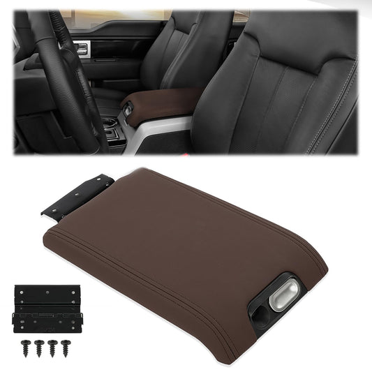 G-PLUS Brown Center Console Arm Rest Lid Cover Compatible with Ford F150 2009-2014/Lincoln Mark LT 2010-2014 9L3Z1506024CC (Fit for Flow Through Consoles Only)