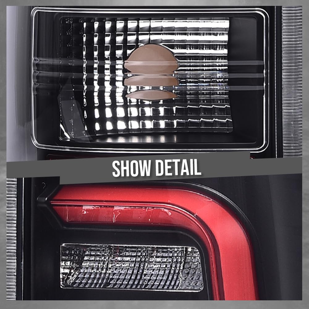 G-PLUS Rear LED Tail Light Assembly Fit Chevy Silverado 1500 2500 99-02 /Fit GMC Sierra 1500 2500 99-06,Driver & Passenger Brake Lamps,Clear/Black w/Red light Bar Luces Traseras Faros Traseros
