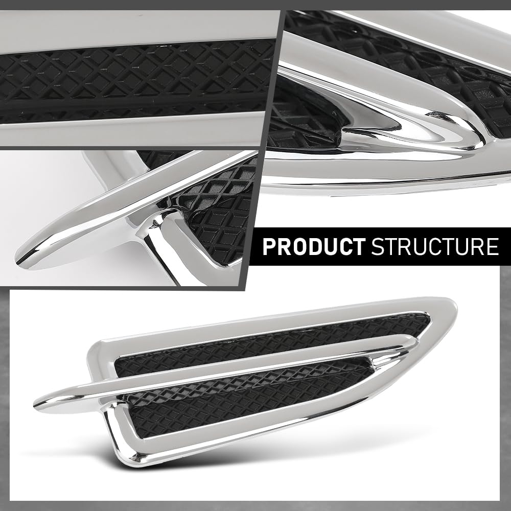 G-PLUS Pair Fender Vent Insert Chrome Molding Trim, Compatible with Ford Escape 2013-2015, LH Driver & RH Passenger Side, CJ5Z16228AB, CJ5Z16228AA, FO1267100, FO1266100