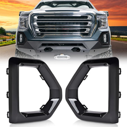 G-PLUS Front Fog Light Outer Bezel Cover Set Compatible with GMC Sierra 2019 2020 2021