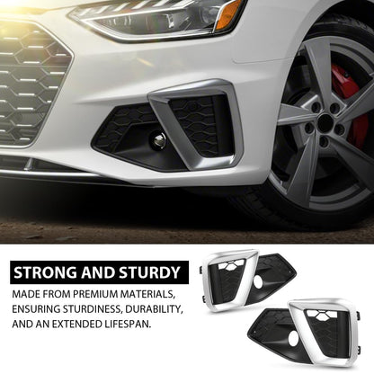 G-PLUS Pair Fog Light Cover Fog Lamp Grilles Cover, Compatible with Audi A4/S4 2020-2023, LH Driver & RH Passenger 2PCS