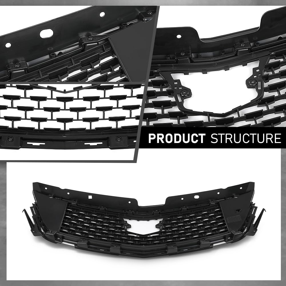 G-PLUS Front Bumper Grille Grill Compatible with Cadillac CT4 2020-2023 84880982, 85104936 Chrome Black