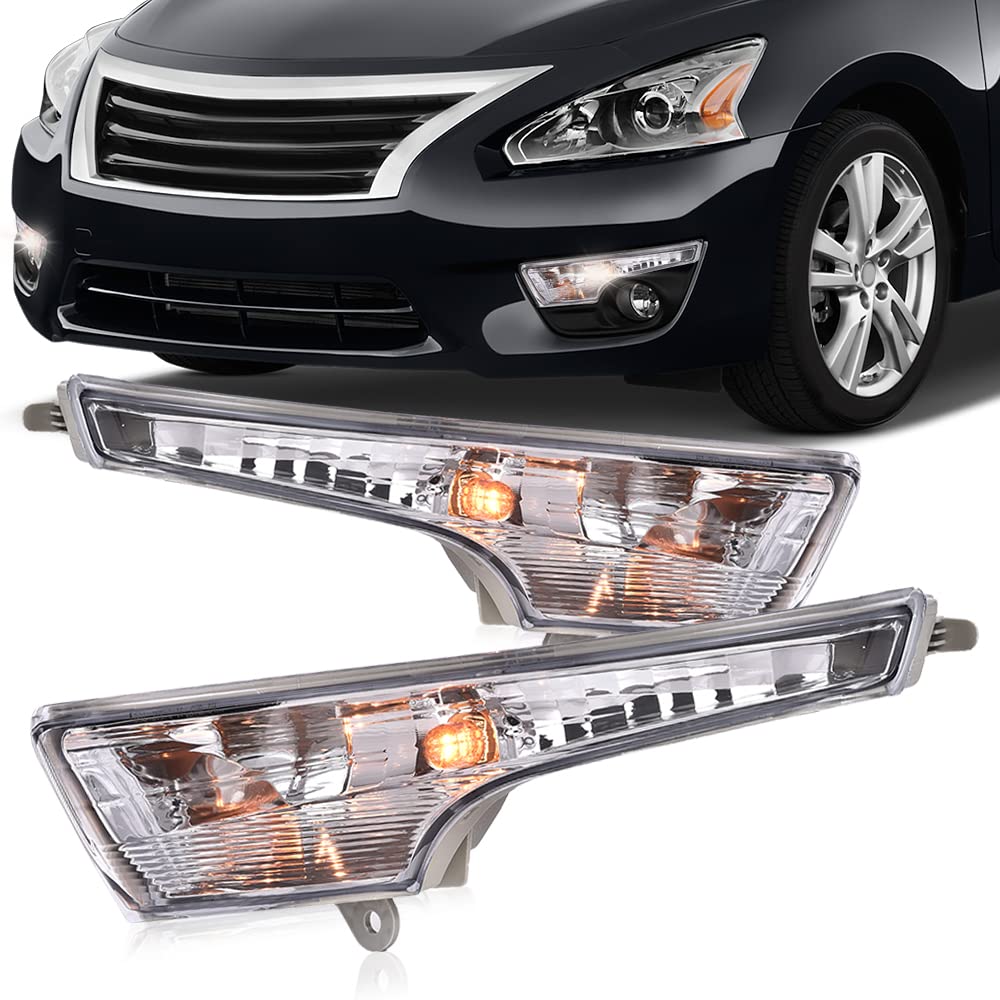 G-PLUS Turn Signal Lights Compatible with Nissan Altima 2013 2014 2015 2016 Driver and Passenger Side Marker Lights With bulb 261303TA0A 261353TA0A NI2531118 NI2530118