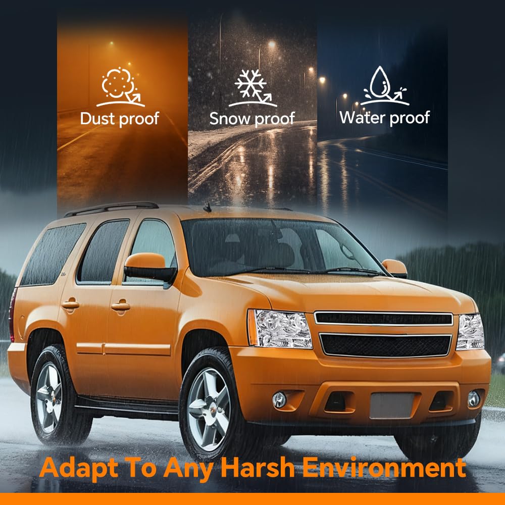 G-PLUS Headlights Assembly Compatible with Chevy Tahoe Subarban Avalanche 2007-2014 Set Pair Bumper Corner Headlamps Left & Right Clear Lens Chrome Housing Amber Reflector,faros delanteros