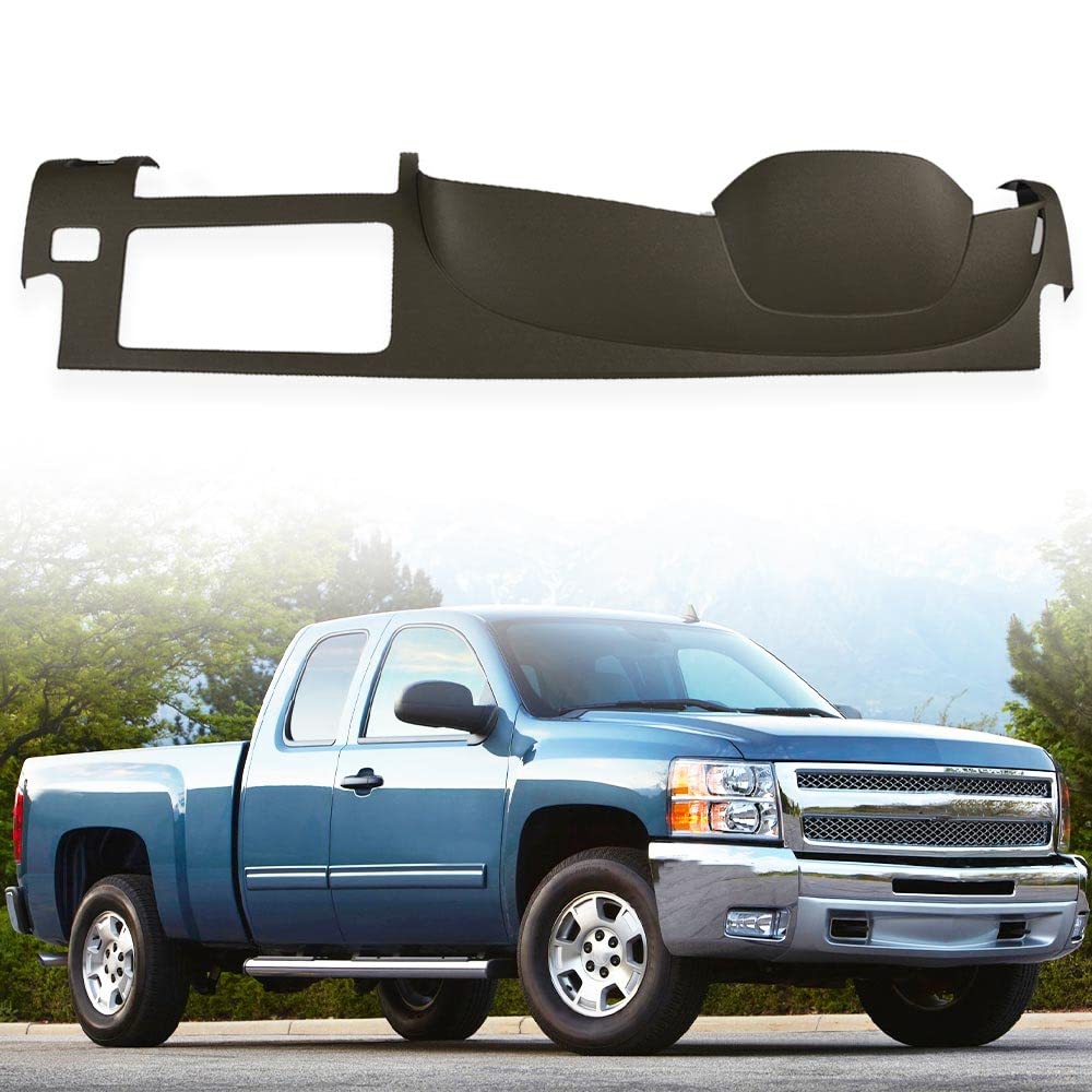 G-PLUS TPE Half Dash Cover Compatible with Chevy Silverado LS/LT/WT 2007-2013, Fit GMC Sierra SL/SLE 2007-2013, Only Covers Front Portion of Dash (NOT Fit LTZ/Denali/SLT Models) Grey