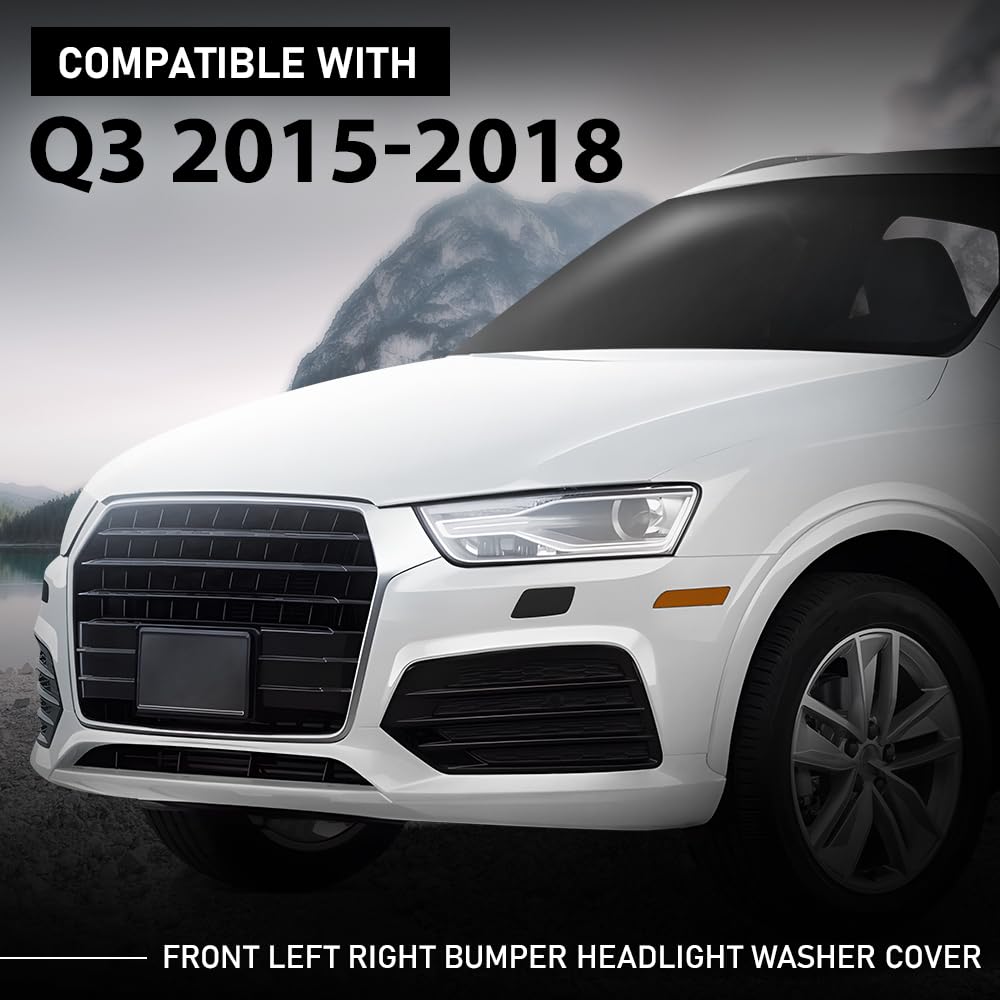G-PLUS Pair Front Bumper Headlight Washer Cover, Compatible with Audi Q3 2015-2018, LH Driver & RH Passenger 2PCS, 8U0955276E, 8U0955275E