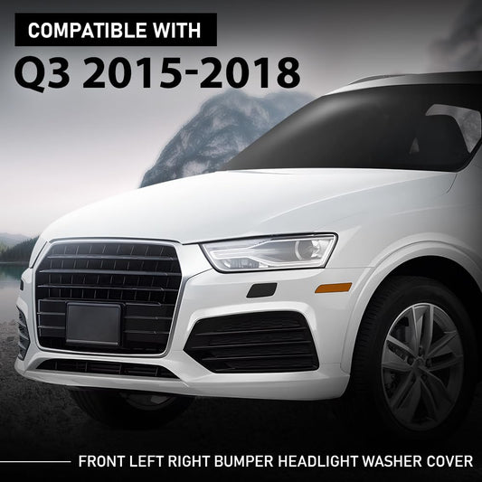G-PLUS Pair Front Bumper Headlight Washer Cover, Compatible with Audi Q3 2015-2018, LH Driver & RH Passenger 2PCS, 8U0955276E, 8U0955275E