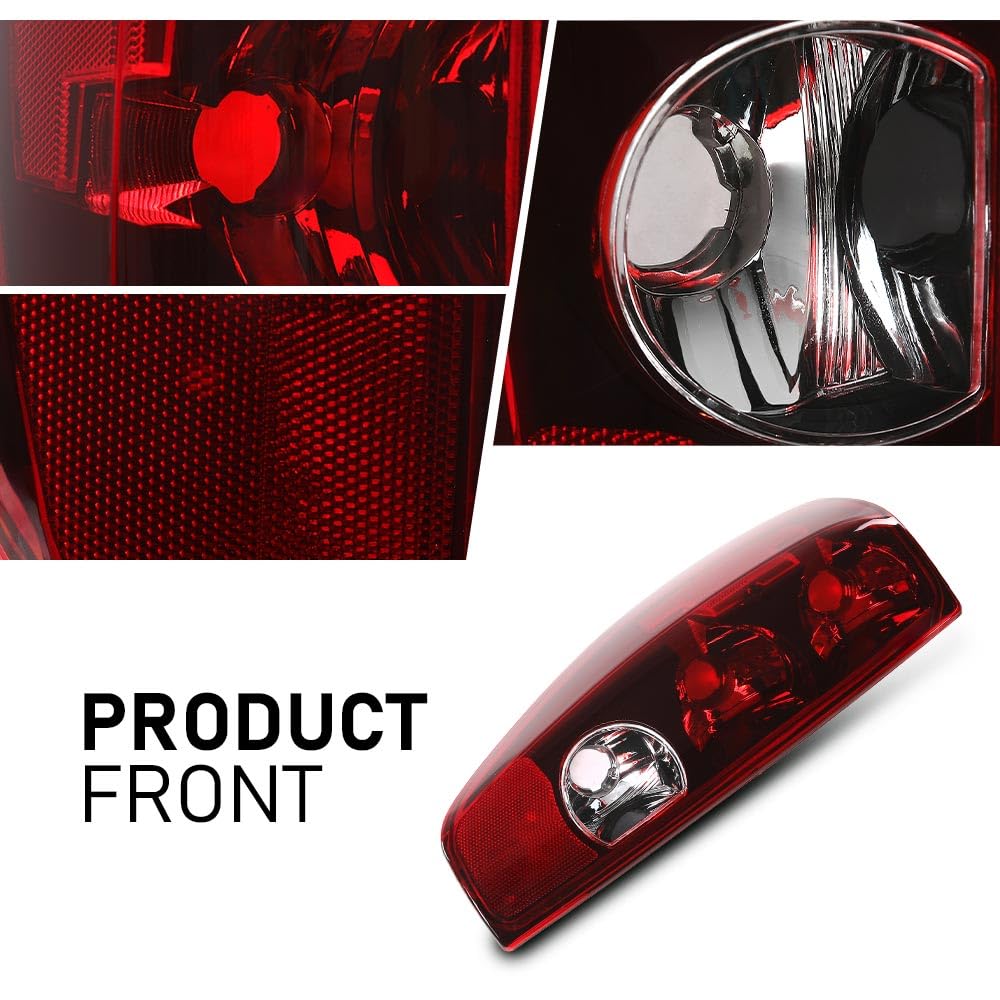G-PLUS Tail Lights Assembly w/o Blubs Compatible with Chevy Colorado/GMC Canyon 2004-2012 Left & Right Rear Brake Lamps Luces Traseras, 19417444 19417443, Red Lens