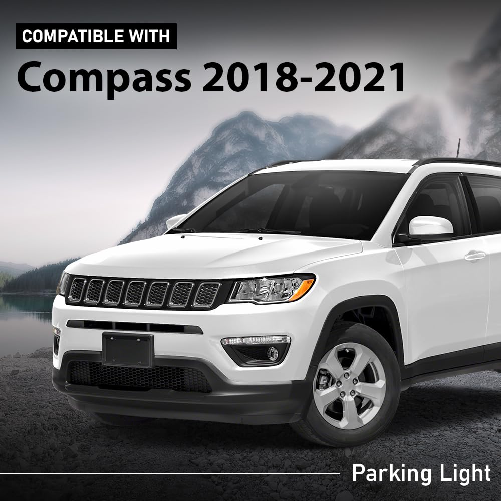 G-PLUS Parking Light Driver Side Compatible with Jeep Compass 2017-2021 55112721AB,CH2520147 Clear Lens