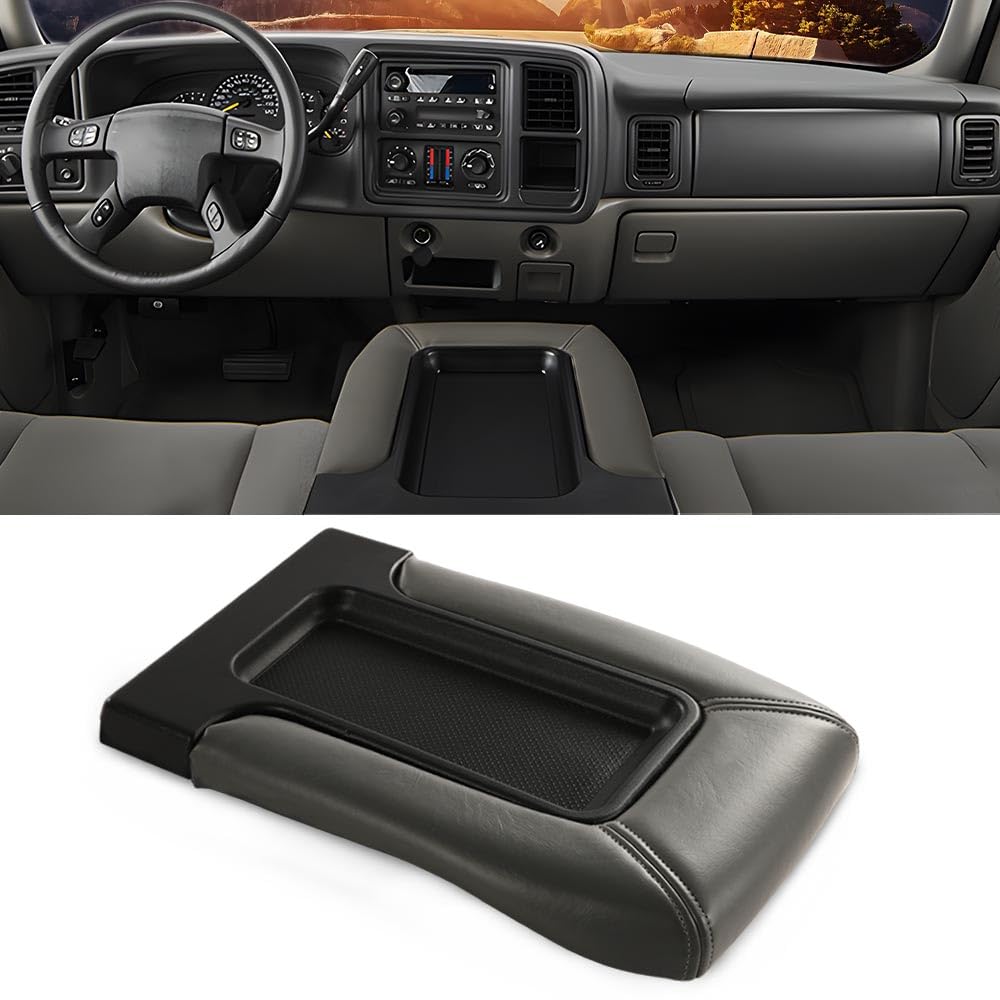 G-PLUS Center Console Lid w/Charging, Compatible with GMC Sierra/Yukon/Chevy Silverado/Suburban/Tahoe 1999-2007, Replace For#19127364 19127365 19127366 CCLK-CHGM-001-LGY Grey Repair Kit Armrest Latch