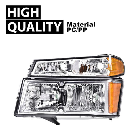 G-PLUS Headlights Assembly Front Headlamp Fit Chevy Colorado/GMC Canyon 2004-2012 19328954,19328955 Clear Lens Chrome Housing Amber Reflector,faros delanteros