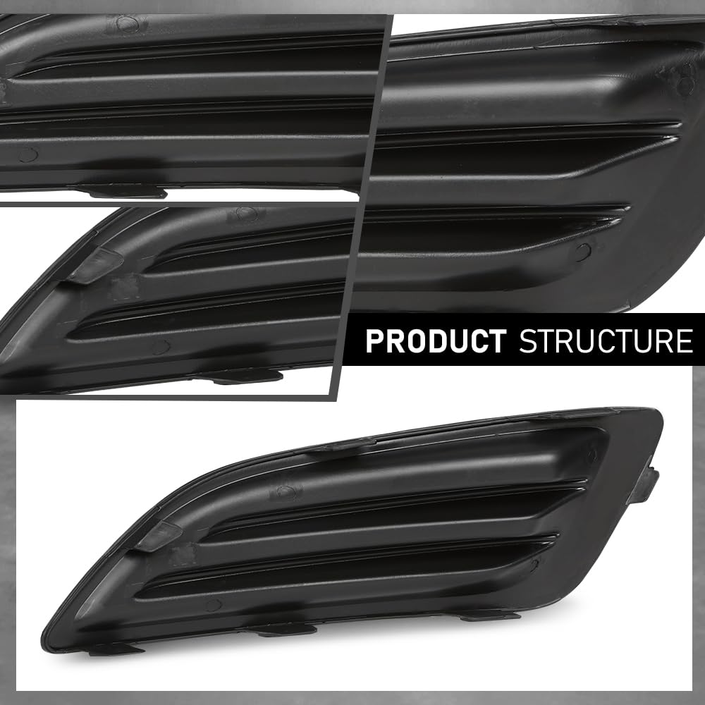 G-PLUS Pair Front Bumper Fog Light Lamp Cover, Compatible with Ford Fiesta 2014-2019, LH Driver & RH Passenger Side 2PCS, D2BZ15266AA, D2BZ15266BA
