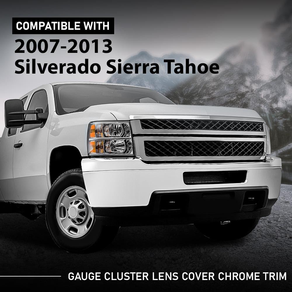 G-PLUS Gauge Cluster Lens Cover Trim Chrome Compatible with Chevy Silverado GMC Sierra Tahoe 2007-2013 10-0004B Black