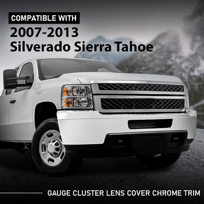 G-PLUS Gauge Cluster Lens Cover Trim Chrome Compatible with Chevy Silverado GMC Sierra Tahoe 2007-2013 10-0004B Black