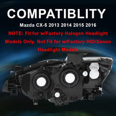 G-PLUS Headlights Assembly for Mazda CX-5 2013-2016 Clear Lens Chrome Housing Side View