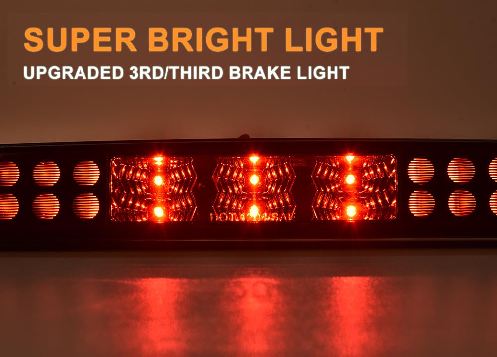 G-PLUS Rear LED Third Brake Light Compatible With 1999-2015 Ford F250 F350 F450 F550 Super Duty,(NOT FOR Harley-Davidson Edition), 3rd Stop Lamps,Red Lens Chrome Housing