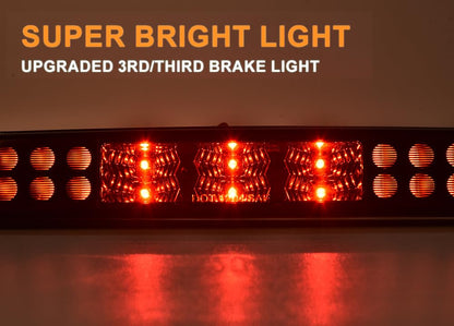 G-PLUS Rear LED Third Brake Light Compatible With 1999-2015 Ford F250 F350 F450 F550 Super Duty,(NOT FOR Harley-Davidson Edition), 3rd Stop Lamps,Red Lens Chrome Housing