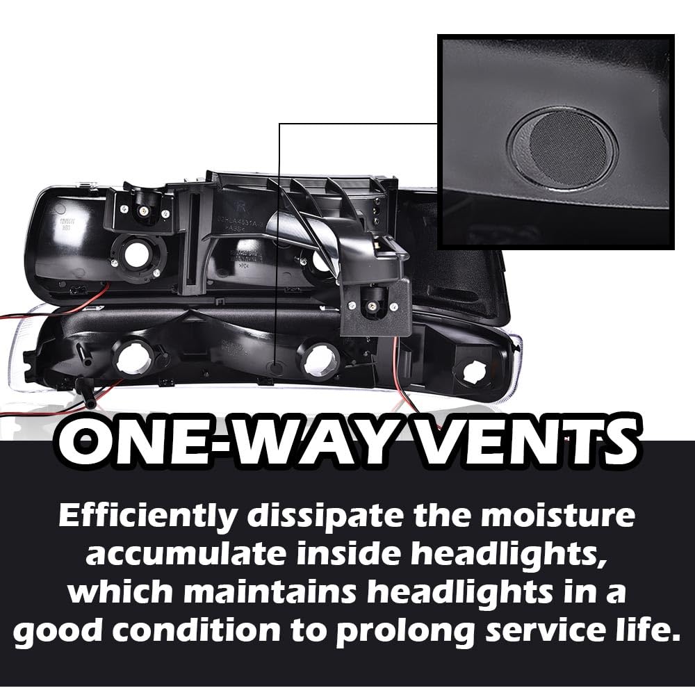G-PLUS LED Headlights Assembly,Fit Chevy Silverado 1999-2002,Fit Chevy Tahoe/Suburban 1500 2500 2000-2006,Left & Right Bumper Headlamps,Clear lens Black Housing Clear Reflector
