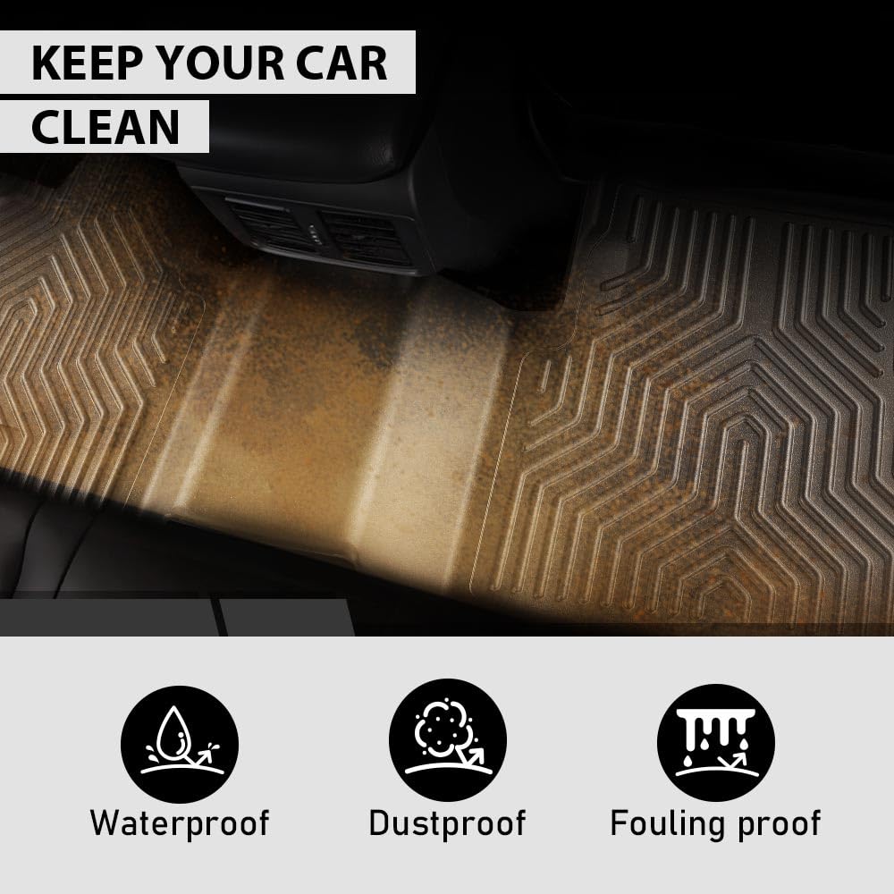 G-PLUS Floor Mats 3pcs Compatible with Honda Civic Coupe Sedan 2016-2021 & Civic Hatchback 2017-2021, Fit Honda Insight 2016-2021 All Weather Protection TPE Car Floor Cargo Liners Black