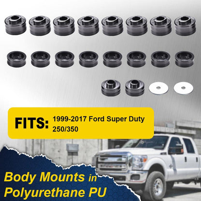 G-PLUS Body Mounts in Polyurethane PU Compatible with 1999-2017 F250 F350 Super Duty 2WD/4WD,Body Cab Mounts Bushings Kit (Black)