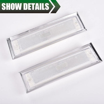 G-PLUS Front Side Marker Lights Assembly Compatible With 1981-1991 Chevy Blazer/GMC Jimmy C/K R Pickup,Side Chrome Bezel Marker Lamps Pair (Clear Lens)