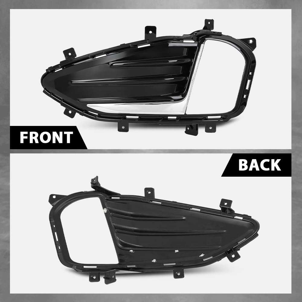 G-PLUS Front Fog Lights Lamp Cover Chrome Trim Bezel Compatible with Ford Edge 2019-2022 KT4Z15266CA, KT4Z15266CB Black