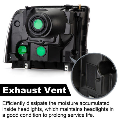 G-PLUS Headlights Assembly, Compatible with 2005 2006 2007 Ford F250 F350 Super Duty Bumper Headlamps, Clear lens Black Housing Amber Reflector,Left Driver & Right Passenger faros delanteros