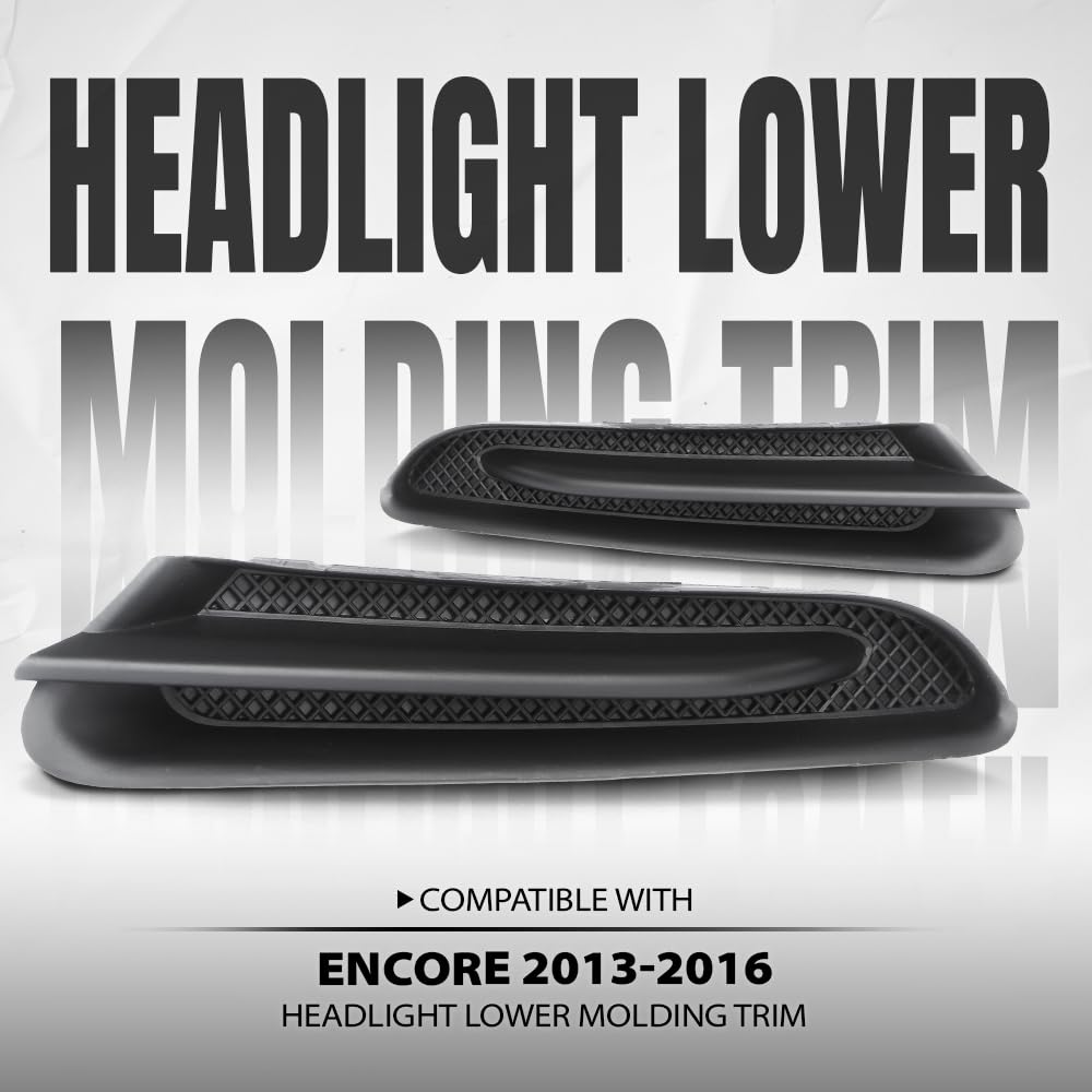 G-PLUS Driver & Passenger Side Headlight Lower Molding Bumper Trim Compatible with Buick Encore Sport Touring 2016, Fit Buick Encore 2013 2014 2015 2016 95235063, 95235062, GM1047107, GM1046107 Black
