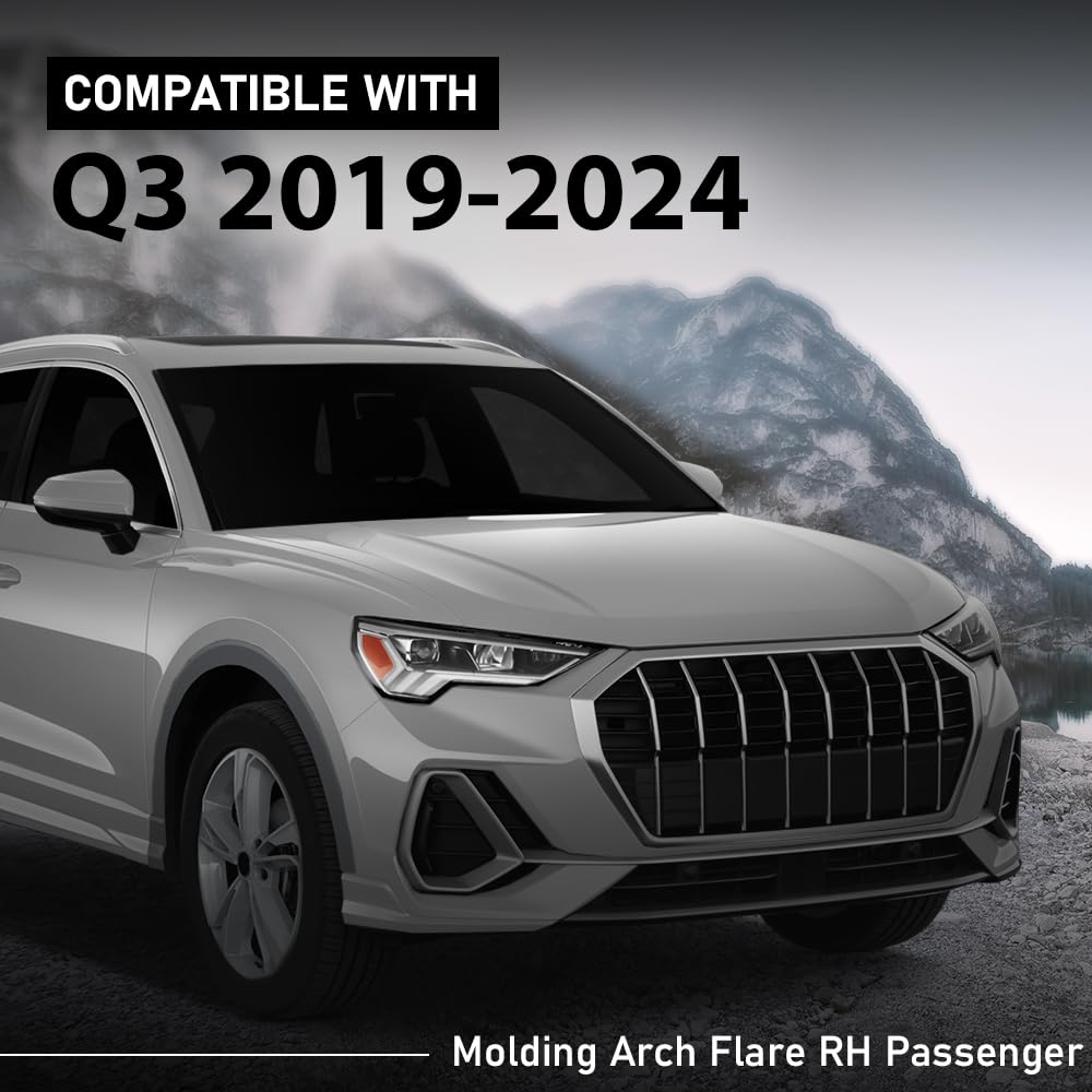 G-PLUS Right Front Fender Flare Wheel Opening Molding Arch Trim Compatible with Audi Q3 2019-2024 Passenger Side Wheel Flare AU8537188 83A853718AGRU
