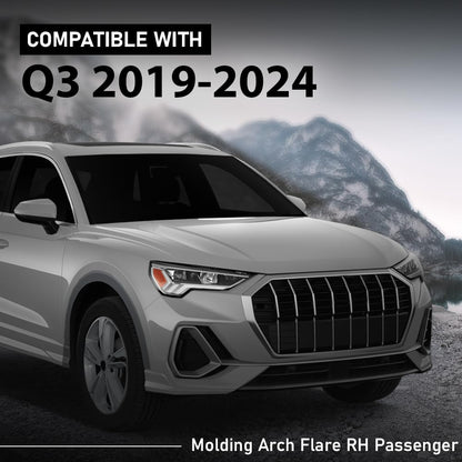 G-PLUS Front Right Fender Flare Compatible with Audi Q3 2019-2024 Fender Wheel Opening Molding, AU8537188 83A853718AGRU, Factory Style
