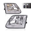 G-PLUS Headlights Assembly Compatible with Ford F150 1997-2003/ Ford F250 1997-1999/ Ford Expedition 1997-2002,Clear lens Chrome Housing Clear Reflector,Headlamp,faros delanteros